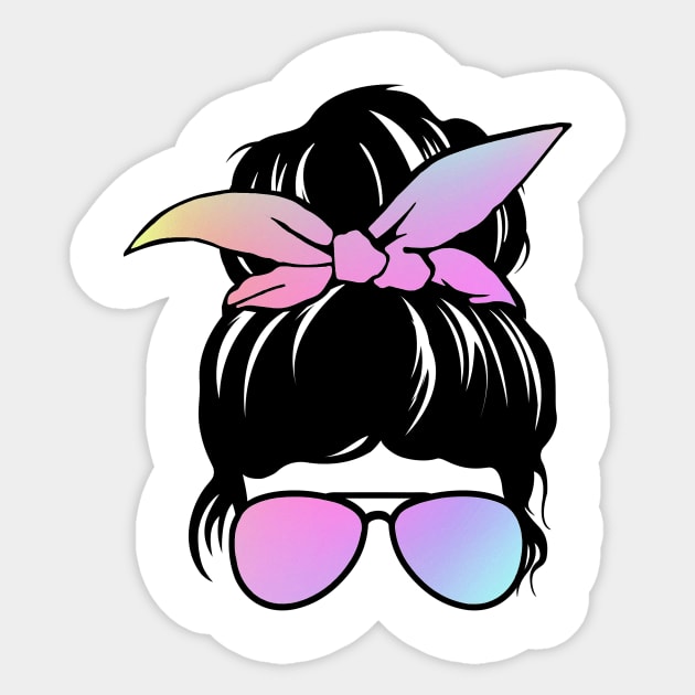 Messy Bun with Gradient Bow and Sunglasses Sticker by StacyWhite